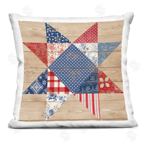 stupell industries Susan Arnot | Rustic Americana Quilt Pattern Printed Throw Pillow