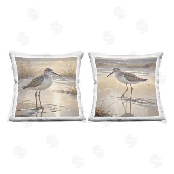 stupell industries Susan Arnot | Sunlit Sandpipers Wading Shore Printed Throw Pillow Set