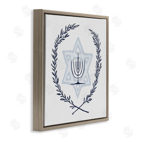 Stupell Industries Susan Jill | Hanukkah Menorah Botanical Laurel Wall Art