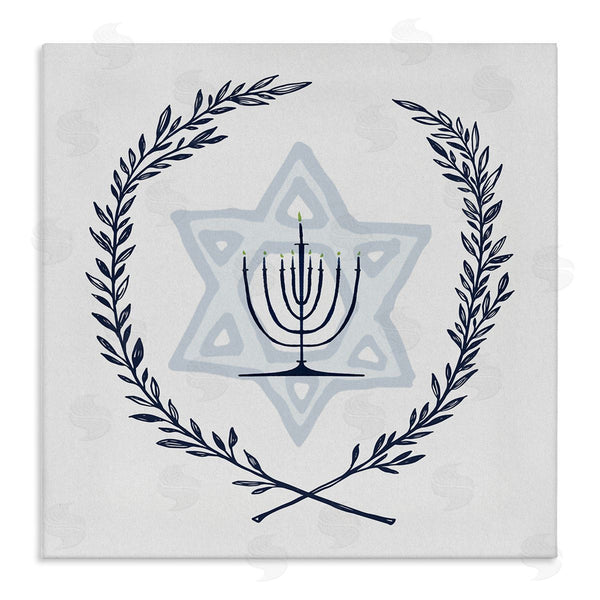 stupell industries Susan Jill | Hanukkah Menorah Botanical Laurel Wall Art