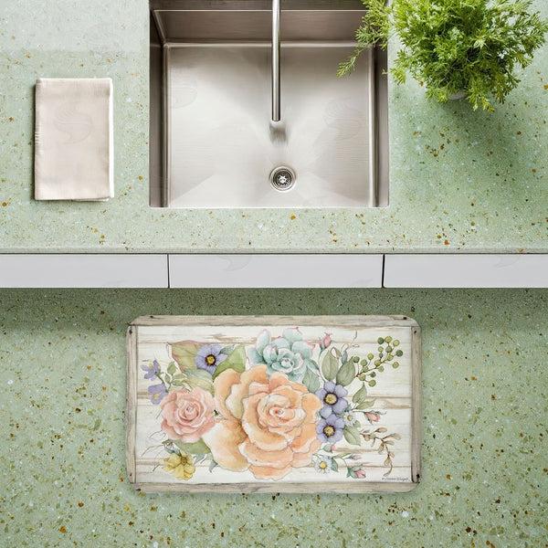 Stupell Industries Susan Winget | Rose Succulent Bouquet Anti-Fatigue Mat