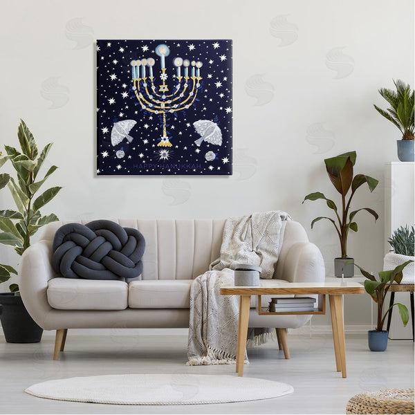 Stupell Industries Susse Linton | Happy Hanukkah Starry Menorah Wall Art