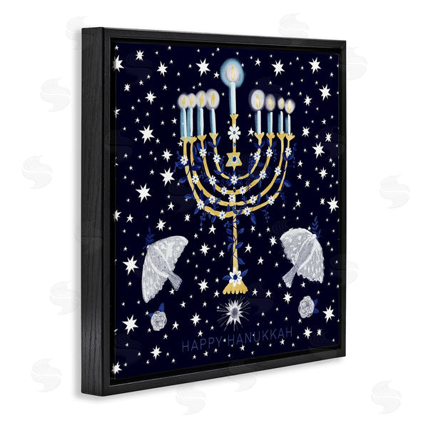 Stupell Industries Susse Linton | Happy Hanukkah Starry Menorah Wall Art