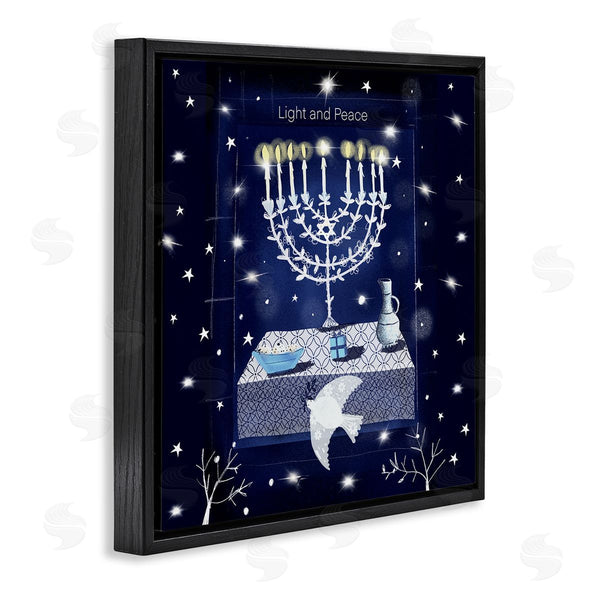 Stupell Industries Susse Linton | Light & Peace Menorah Stars Wall Art