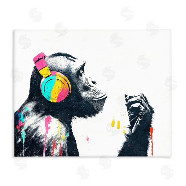 stupell industries Svetlana Aleynikova | Ape On Air Headphones Wall Art