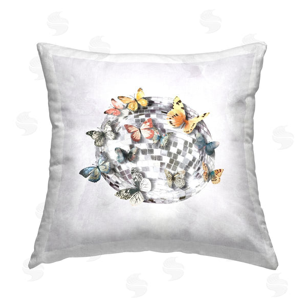 stupell industries Svetlana Aleynikova | Butterflies on Disco Ball Printed Throw Pillow