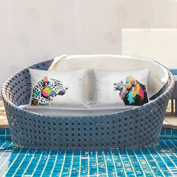 Stupell Industries Svetlana Aleynikova | Leopard And Lion On Air Throw Pillow