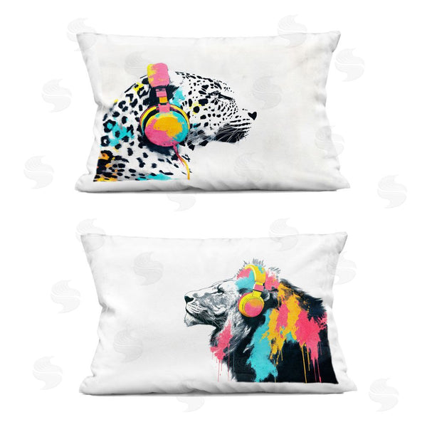 stupell industries Svetlana Aleynikova | Leopard and Lion On Air Throw Pillow