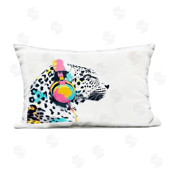 Stupell Industries Svetlana Aleynikova | Leopard On Air Headphones Throw Pillow