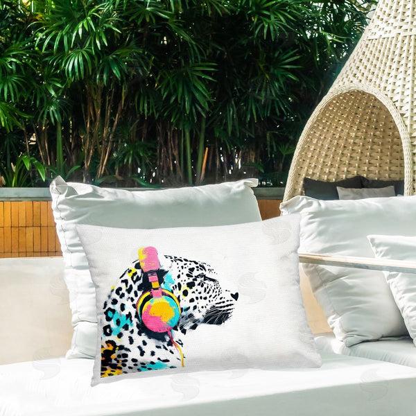 Stupell Industries Svetlana Aleynikova | Leopard On Air Headphones Throw Pillow
