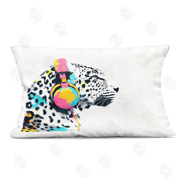 stupell industries Svetlana Aleynikova | Leopard On Air Headphones Throw Pillow