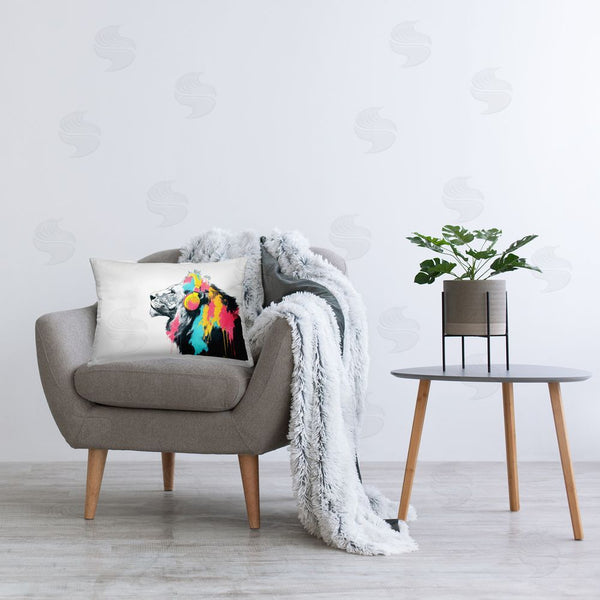 Stupell Industries Svetlana Aleynikova | Lion On Air Headphones Throw Pillow