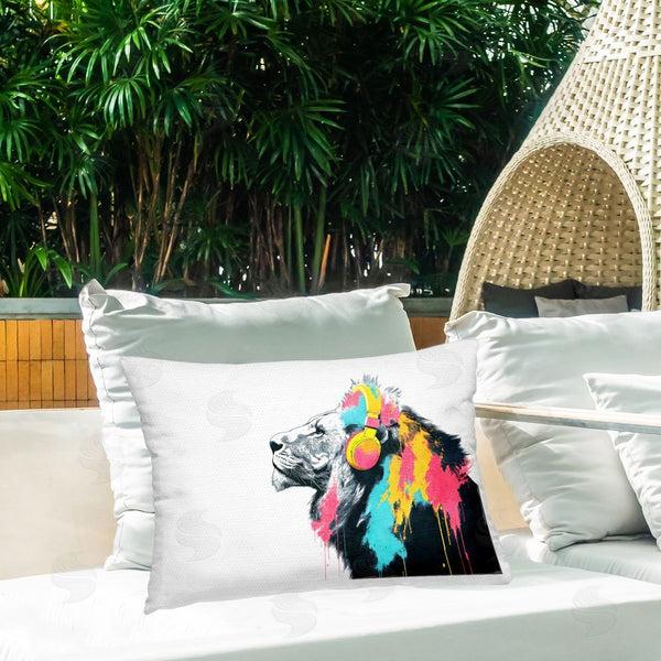 Stupell Industries Svetlana Aleynikova | Lion On Air Headphones Throw Pillow