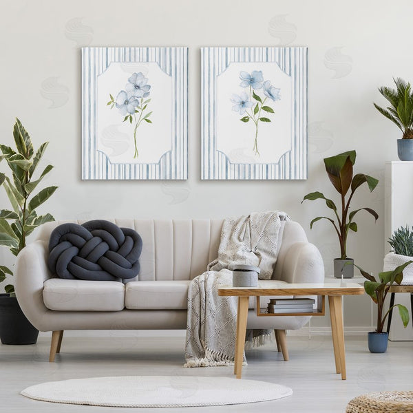 Stupell Industries Tava Studios | Blue Blooms & Stripes Wall Art