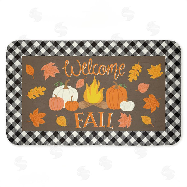 stupell industries Taylor Shannon Designs | Welcome Fall Gingham Border Anti-Fatigue Mat