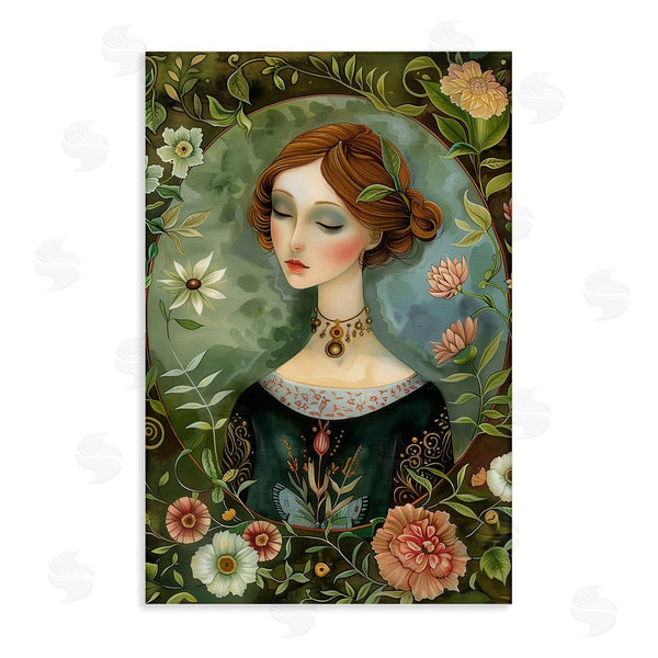 stupell industries The Dutch Lady | Floral Edged Victorian Woman