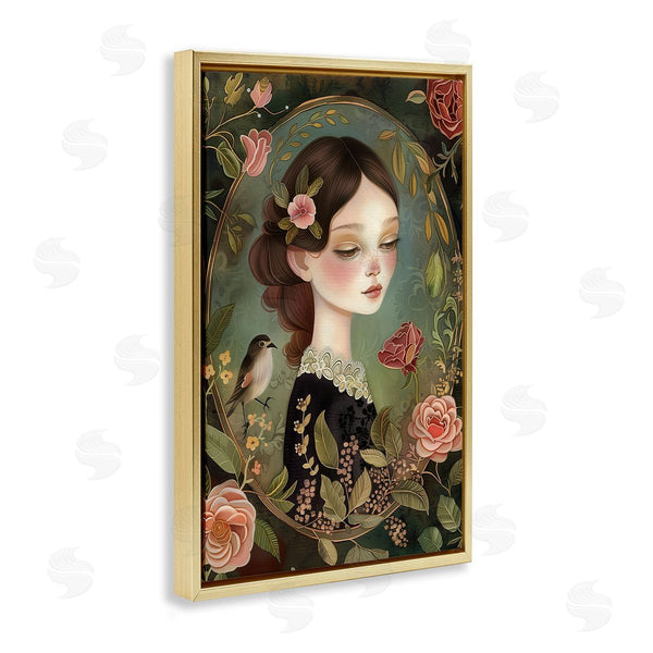 Stupell Industries The Dutch Lady | Vintage Lady & Floral Border