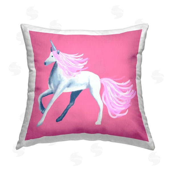 stupell industries Thimblepress | Galloping Pink Unicorn Printed Throw Pillow