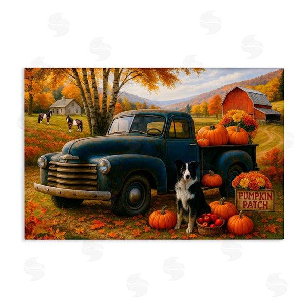 stupell industries Tom Crehan | Autumnal Farmland Collie Dog Wall Art