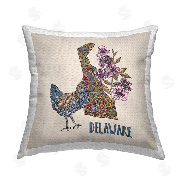 Stupell Industries Valentina Harper | Delaware Blue Hen Blossom Pattern Printed Throw Pillow
