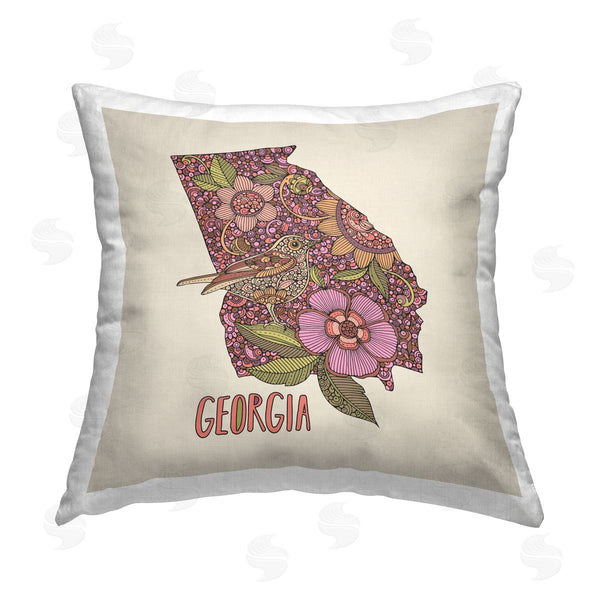 stupell industries Valentina Harper | Georgia State Florals Printed Throw Pillow