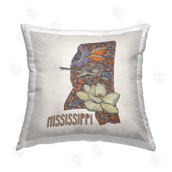 stupell industries Valentina Harper | Mississippi Floral State Bird Printed Throw Pillow