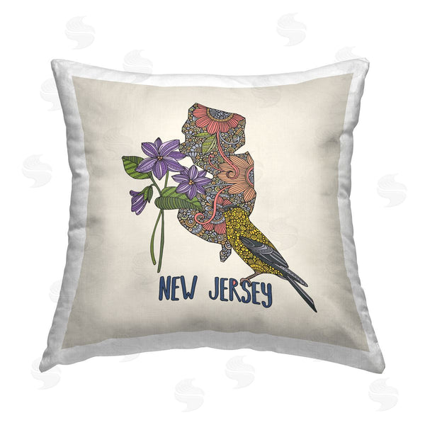 stupell industries Valentina Harper | New Jersey Goldfinch Bird Floral Printed Throw Pillow