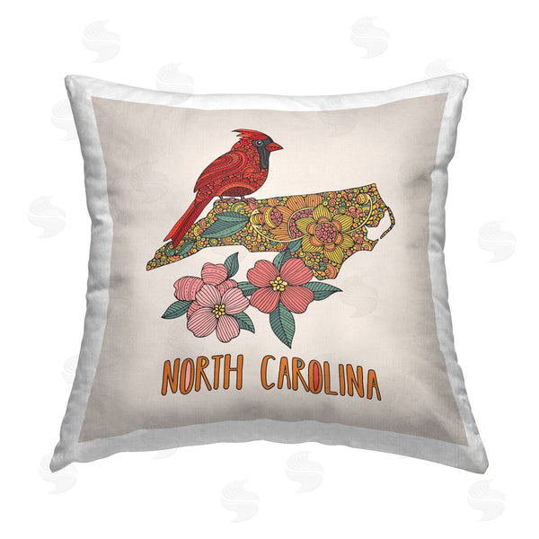 stupell industries Valentina Harper | North Carolina Cardinal Flower Printed Throw Pillow