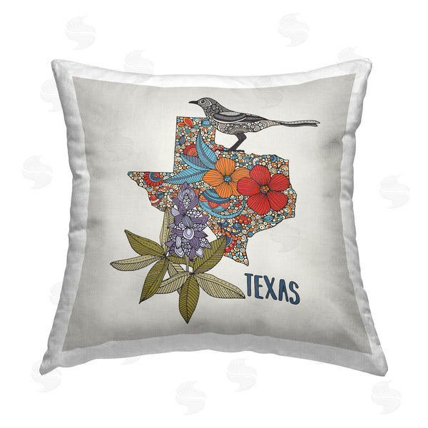 stupell industries Valentina Harper | Texas Floral Pattern State Bird Printed Throw Pillow
