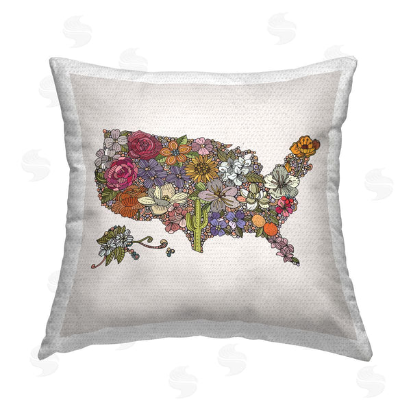Stupell Industries Valentina Harper | USA State Flowers Country Pattern Printed Throw Pillow