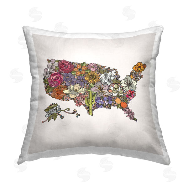 stupell industries Valentina Harper | USA State Flowers Country Pattern Printed Throw Pillow