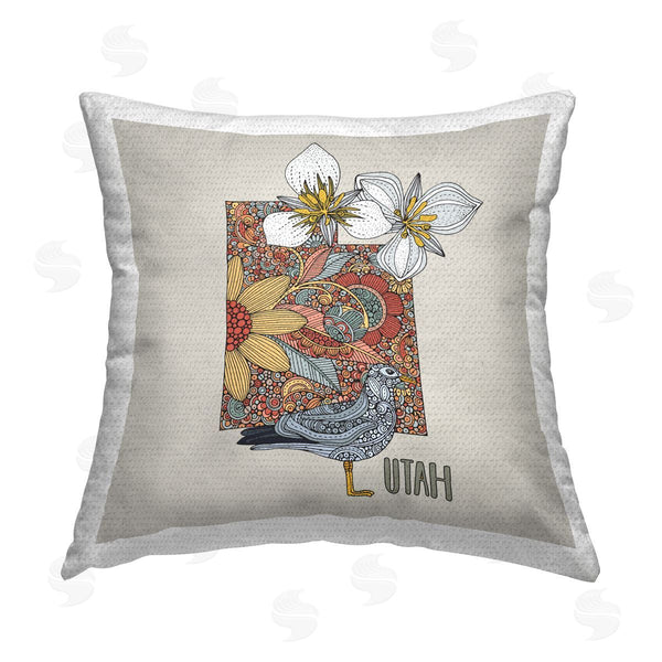 Stupell Industries Valentina Harper | Utah Gull Floral Pattern State Printed Throw Pillow