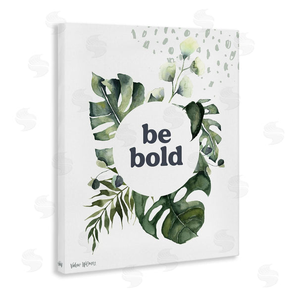 Stupell Industries Valerie Wieners | Be Bold Phrase Text Botanical Leaf Border Motif Wall Art