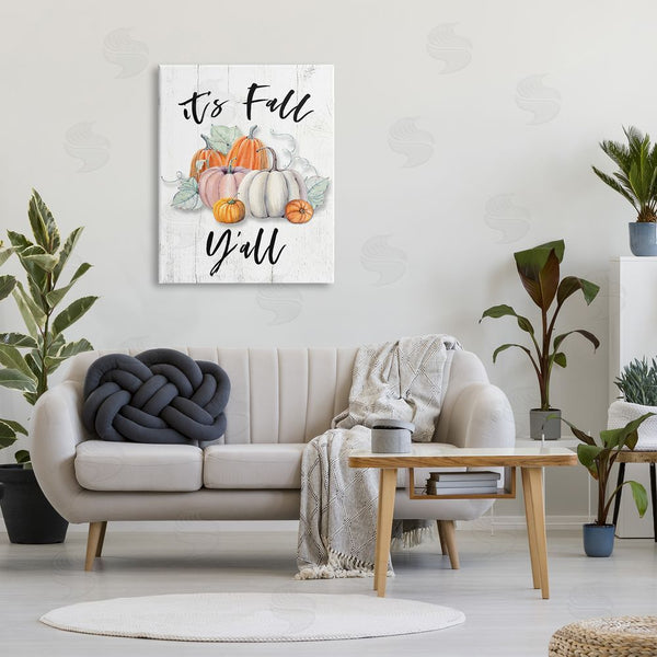 Stupell Industries Valerie Wieners | It's Fall Y'all Seasonal Excitement Muted Harvest Pumpkins Wall Art