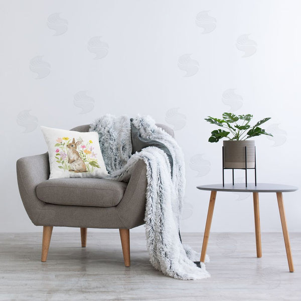 Stupell Industries Victoria Barnes | Bunny Peeking In Garden Printed Throw Pillow