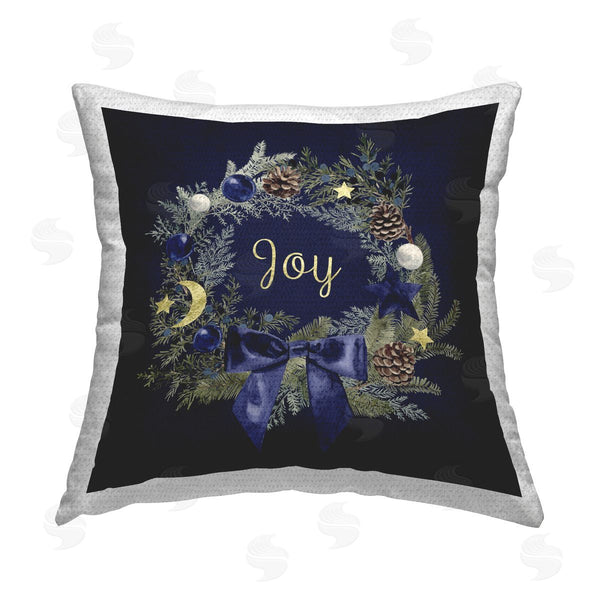 Stupell Industries Victoria Barnes | Joy Holiday Wreath Printed Throw Pillow