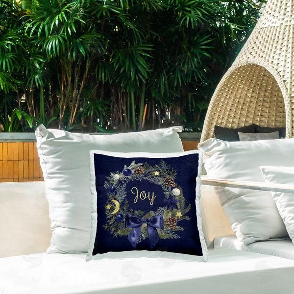 Stupell Industries Victoria Barnes | Joy Holiday Wreath Printed Throw Pillow