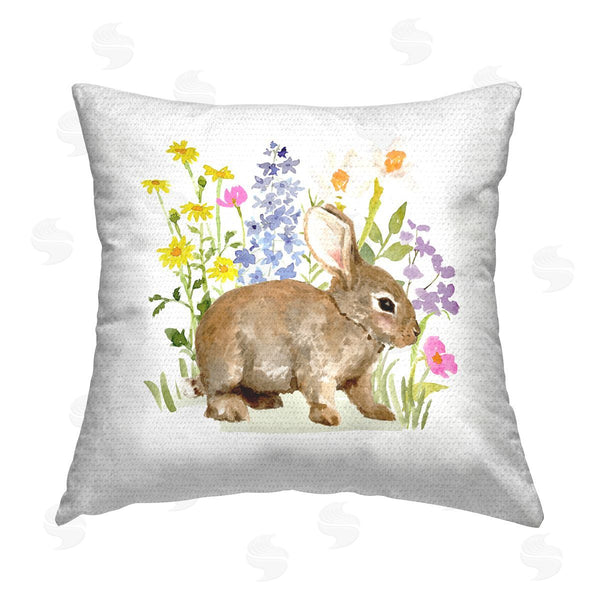 Stupell Industries Victoria Barnes | Spring Florals & Rabbit Printed Throw Pillow