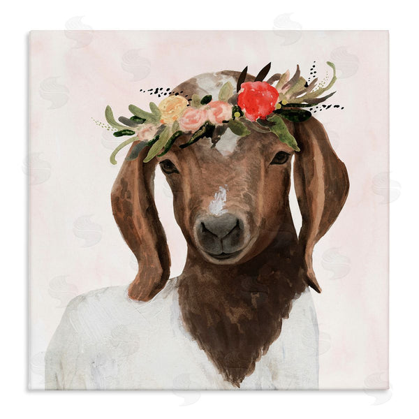 stupell industries Victoria Borges | Springtime Flower Crown Long Ear Goat Wall Art