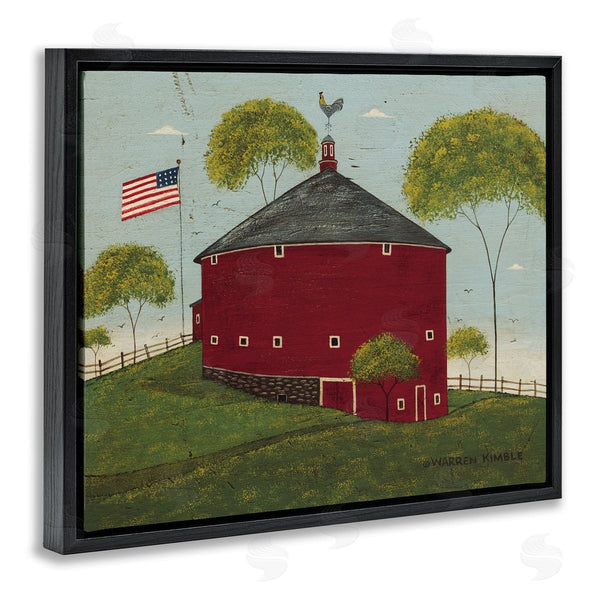 Stupell Industries Warren Kimble | Round Barn With USA Flag