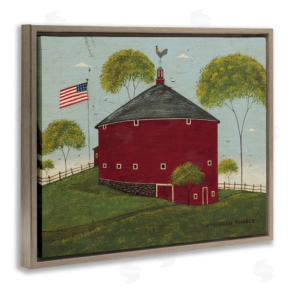 Stupell Industries Warren Kimble | Round Barn With USA Flag