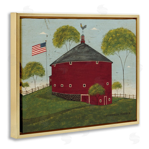 Stupell Industries Warren Kimble | Round Barn With USA Flag