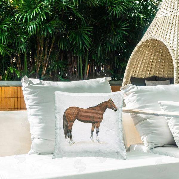 Stupell Industries Wellington Studio | American Flag Horse Printed Throw Pillow