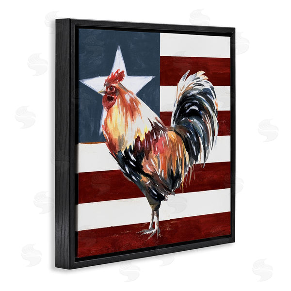 Stupell Industries White Ladder | Americana Rooster Single Star United States Flag Wall Art