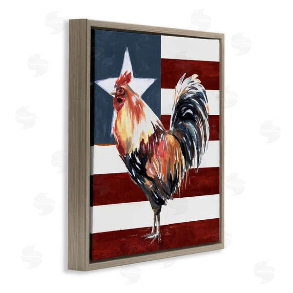 Stupell Industries White Ladder | Americana Rooster Single Star United States Flag Wall Art