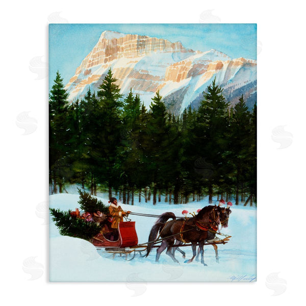 stupell industries Wind River Studios | Sleigh Ride Carrying Trees Wall Art