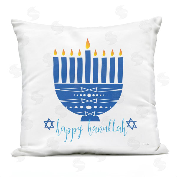 Stupell Industries Yass Naffas Designs | Happy Hanukkah Blue Menorah Printed Throw Pillow