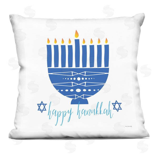 stupell industries Yass Naffas Designs | Happy Hanukkah Blue Menorah Printed Throw Pillow