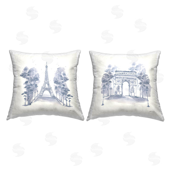 stupell industries Yvette St. Amant | France Landsmarks Architecture Printed Throw Pillow Set