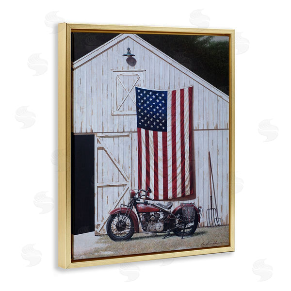 Stupell Industries Zhen-Huan Lu | American Flag & Motorcycle